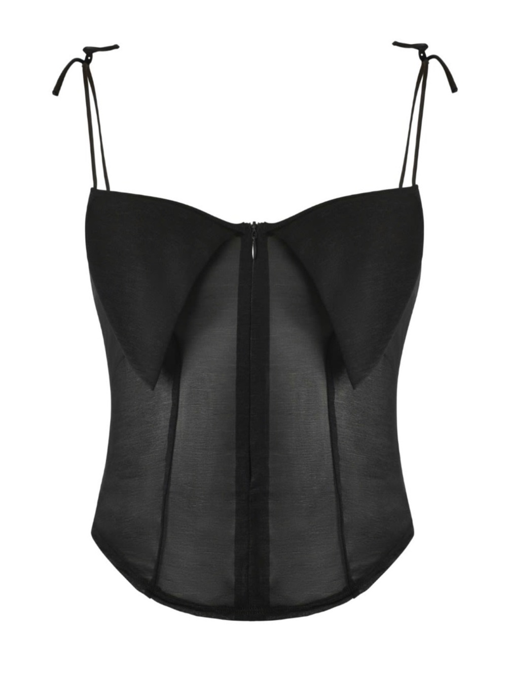 OW COLLECTION OPEN WATER ASTRA Sheer Black Strap Corset Top Large NEW NWT